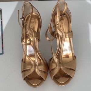New golden BCBG MaxAzria high heeled sandals